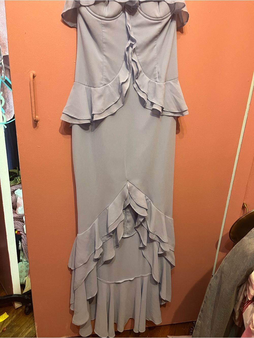 Lovers+ Friends Elegant Ruffle Midi Dress in Light Lavender